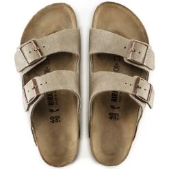Birkenstock Taupe Arizona Suede Leather Womens Sandals 0051461 -Vogue Shoes 0051461 3 resized