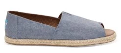 10009842 Blue Slub Chambray Womens Open Toe Espadrilles Toms Shoes -Vogue Shoes 10009842