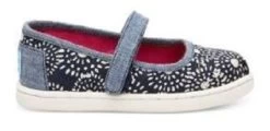 Toms Mary Jane Navy Dots Canvas Kids Casual 10010020