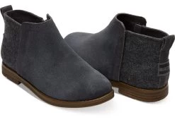 Toms Forged Iron Grey Suede Wool Youth Deia Booties 10010725 -Vogue Shoes 10010725 1