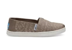 Toms Desert Taupe Foil Feathers Youth Classic Shoes 10010765 -Vogue Shoes 10010765