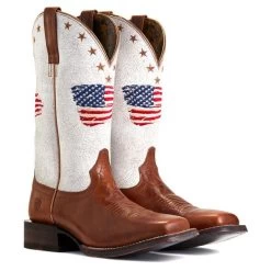 Ariat Saddle Up Brown With White Top Circuit Patriot Women's Western Boot 10040400 -Vogue Shoes 10040400 3 resized