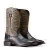 Ariat Jet Black Smooth Quill Ostrich/Smokey Grey Badlands Men's Boots 10046953 -Vogue Shoes 10046953 pair resized