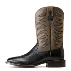 Ariat Jet Black Smooth Quill Ostrich/Smokey Grey Badlands Men's Boots 10046953 -Vogue Shoes 10046953 side resized