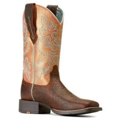 Ariat Toasted Blanket Emboss Round Up Stretchfit Wide Square Toe Women's 11 Inch Western Boots 10047039 -Vogue Shoes 10047039 medial resized