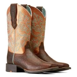 Ariat Toasted Blanket Emboss Round Up Stretchfit Wide Square Toe Women's 11 Inch Western Boots 10047039