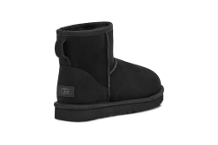 UGG Black Classic Mini II Womens Short Boots 1016222-BLK -Vogue Shoes 1016222 blk 4 resized