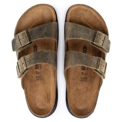 Birkenstock Faded Khaki Arizona Oiled Leather Rugged Men's Sandals R1018463 -Vogue Shoes 1018463 top resized