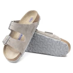 Birkenstock Stone Coin Arizona Soft Footbed Suede Leather Womens Sandals 1020557