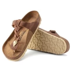 Birkenstock Cognac Gizeh Oiled Leather Womens Sandals R1021355