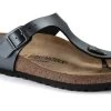 Birkenstock Metallic Black Gizeh Birko-Flor Womens Sandals 1021428 -Vogue Shoes 1021428