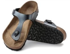 Birkenstock Metallic Black Gizeh Birko-Flor Womens Sandals 1021428 -Vogue Shoes 1021428 3