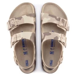 Birkenstock Desert Soil Camo Gray Taupe Milano Birko-Flor Soft Footbed Mens Sandals 1022815 -Vogue Shoes 1022815 top resized