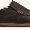 Olukai Dark Wood Moloa Men's Leather Slippers 10252-6363 -Vogue Shoes 10252 6363 1