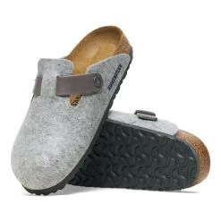Birkenstock Light Gray Boston Natural Leather/Felt Women's Shoes N1026163