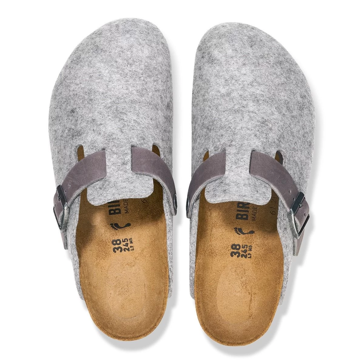 Birkenstock Light Gray Boston Natural Leather/Felt Women's Shoes N1026163 5 Birkenstock Light Gray Boston Natural Leather/Felt Women's Shoes N1026163 - Image 3