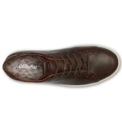 Olukai Dark Wood Laeahi Lilli Mens Leather Sneaker 10455-6363 -Vogue Shoes 10455 6363 4 resized