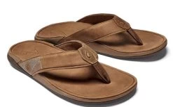 Olukai Toffee Tuahine Mens Leather Beach Sandals 10465-3333 -Vogue Shoes 10465 3333 2 resized