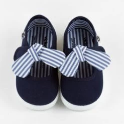 Victoria Ojala Marino Navy Strip Ribbon Mary Jane Kids Shoes 105110 -Vogue Shoes 105110 navy 2