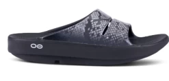 Oofos Grey Snake Print Ooahh Luxe Slide Sandal 1103-SNAKE -Vogue Shoes 1103 snake 2 resized