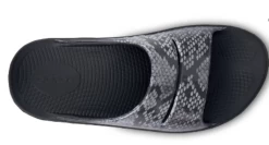 Oofos Grey Snake Print Ooahh Luxe Slide Sandal 1103-SNAKE -Vogue Shoes 1103 snake 6 resize