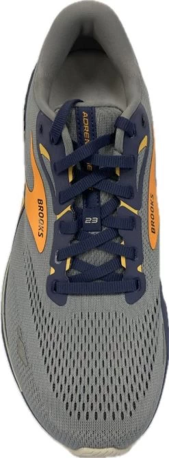 Brooks Grey/Blue/Orange Adrenaline 23 GTS Men's Road Running Shoes 110391-027 -Vogue Shoes 110391 027 solo 3 white bkg