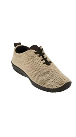 1151-LS-04 Beige Stretch Knit Lace-Up Comfort Arcopedico Womens Shoes