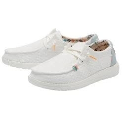 Hey Dude White Crochet Wendy Boho Womens Casual Shoes 121410164 -Vogue Shoes 121410164 02 resized