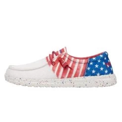 Hey Dude Red/White/Blue Wendy Sox Americana Tri Womens Casual Shoes 122342143 -Vogue Shoes 122342143 wendy sox tri americana left 1 resized