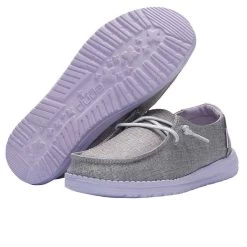 Hey Dude Sparkling Grey Lilac Wendy Youth Sparkling Girls Casual Shoes 130123166 10 Hey Dude Sparkling Grey Lilac Wendy Youth Sparkling Girls Casual Shoes 130123166 -Vogue Shoes 130123166 3
