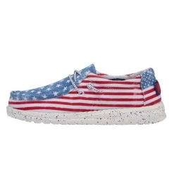 Hey Dude Red/White/Blue Wally Stars And Stripes Youth Casual Shoes 130132699 -Vogue Shoes 130132699 wally youth stars n stripes 1 resized