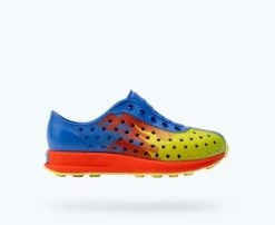 Native UV Blue/Fire Red/Chartreuse Flame/Celery Speckle Rubber Youth Robbie Sugarlite Print Shoes 13110601-4086