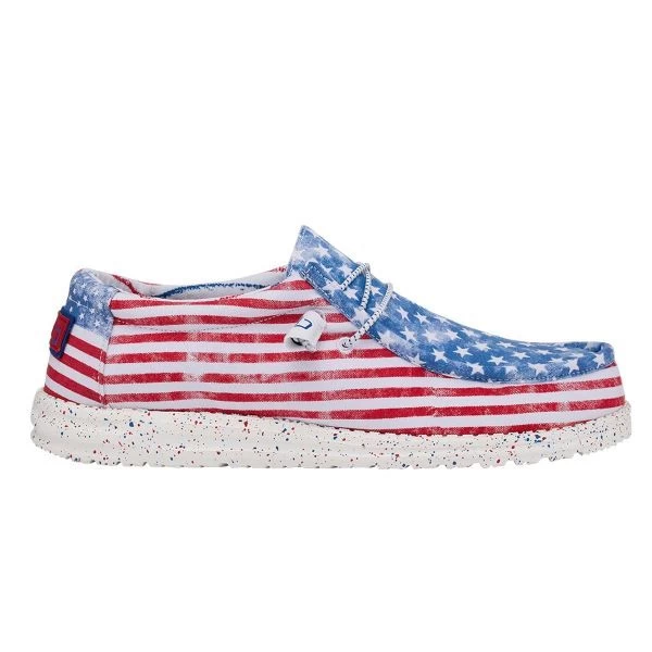 Hey Dude Red/White/Blue Wally Stars And Stripes Men's Casual Shoes 40001-9C8 4 Hey Dude Red/White/Blue Wally Stars And Stripes Men's Casual Shoes 40001-9C8 - Image 2