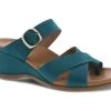 Dansko Teal Nubuck Aubree Womens Open Back Wedge Comfort Sandals 1612-191200