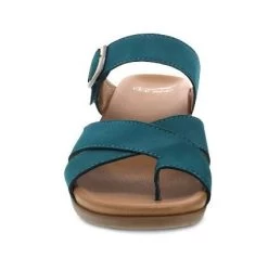 Dansko Teal Nubuck Aubree Womens Open Back Wedge Comfort Sandals 1612-191200 -Vogue Shoes 1612191200 3 resized