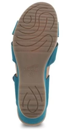 Dansko Teal Nubuck Aubree Womens Open Back Wedge Comfort Sandals 1612-191200 -Vogue Shoes 1612191200 6 resized