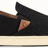 Olukai Pehuea Black Mesh Slip-On Comfort Womens Shoes 20271-4040