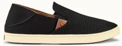 Olukai Pehuea Black Mesh Slip-On Comfort Womens Shoes 20271-4040