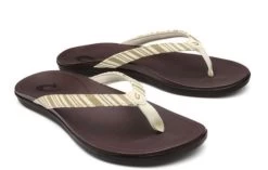 OluKai Olukay Clay/Stripe Hoopio Women's Sandals 20294-10ZP -Vogue Shoes 20294 10zp 2 resized