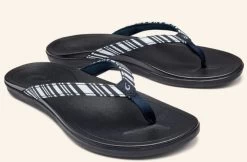 Olukai Blue Depth/Stripe Hoopio Women's Sandals 20294-TFZP -Vogue Shoes 20294 tfzp 3 resized