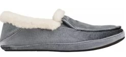 Olukai Charcoal Kuuna Lanui Womens Velvet Slippers 20458-2626