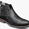 Stacy Adams Black Waxy Oskar Plain Toe Chelsea Boot 25554-010 -Vogue Shoes 25554 010 1 resized