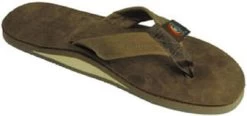 Rainbow Single Layer Dark Brown Leather Mens Sandals 301ALTSO-DKBR-M
