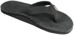 Rainbow Single Layer Black Leather Mens Sandals 301ALTSO-PBLK-M