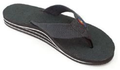 Black Hemp Wide Strap Double Layer Arch Support Rainbow Womens Sandals
