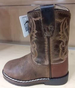 Smoky Mountain Autry Toddlers Brown Distress/Brown Crackle Leather Side Zipper Boot 3662T