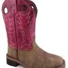 Smoky Mountain Tracie Brown And Pink Leather Childrens Square Toe Boot 3920C
