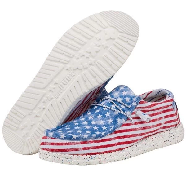 Hey Dude Red/White/Blue Wally Stars And Stripes Men's Casual Shoes 40001-9C8 3 Hey Dude Red/White/Blue Wally Stars And Stripes Men's Casual Shoes 40001-9C8
