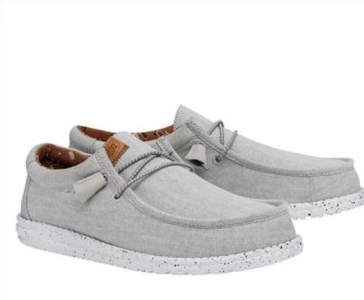 Hey Dude Light Grey Wally Washed Canvas Men's Casual Shoes 40296-007 3 Hey Dude Light Grey Wally Washed Canvas Men's Casual Shoes 40296-007