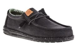 Hey Dude Black Wally Washed Canvas Men's Casual Shoes 40296-060